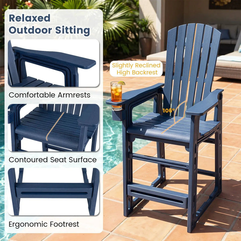 Outdoor Bar Stool 29" Height with Backrest and Armrests by DirectDeals
