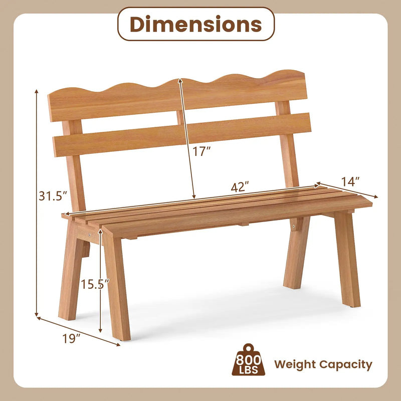 Outdoor Acacia Wood Garden Bench with 800 lbs Weight Capacity by DirectDeals