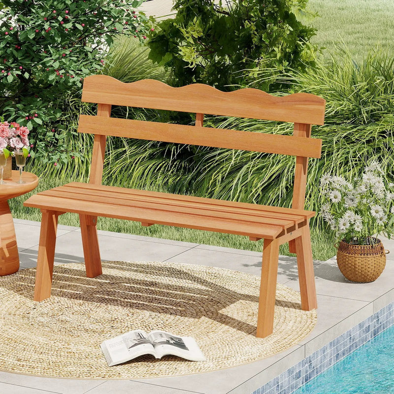 Outdoor Acacia Wood Garden Bench with 800 lbs Weight Capacity by DirectDeals