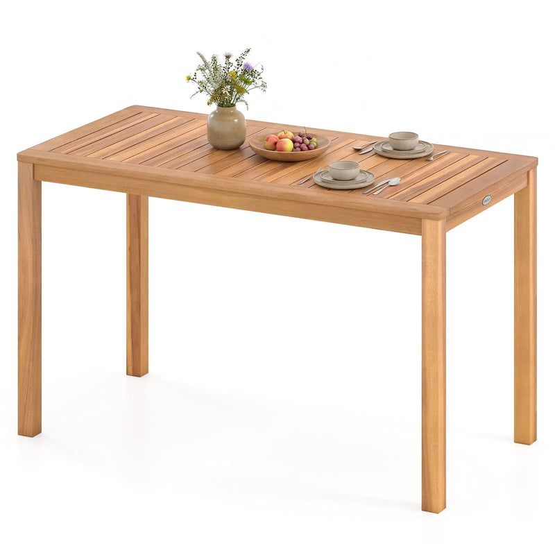 Outdoor Acacia Wood Dining Table with Slatted Tabletop for 4-6 by DirectDeals
