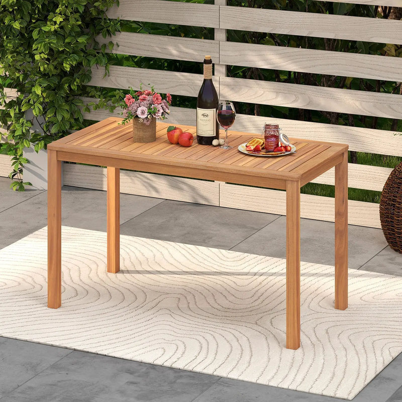 Outdoor Acacia Wood Dining Table with Slatted Tabletop for 4-6 by DirectDeals