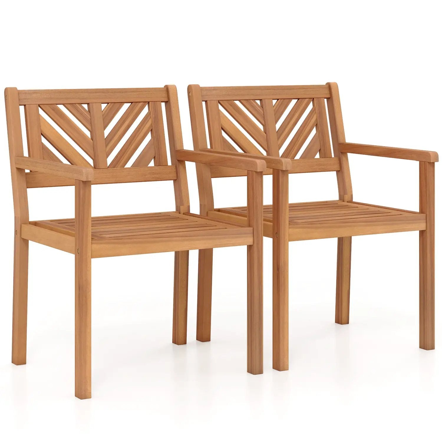 Outdoor Acacia Wood Patio Dining Chairs Garden Seating Chairs with 400 lbs Capacity by DirectDeals