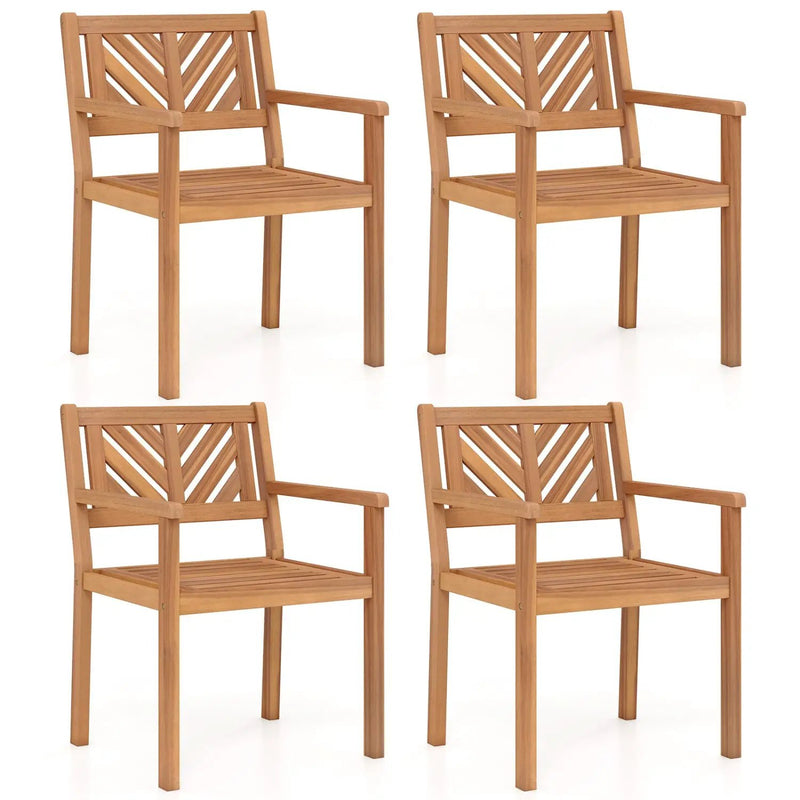 Outdoor Acacia Wood Patio Dining Chairs Garden Seating Chairs with 400 lbs Capacity by DirectDeals