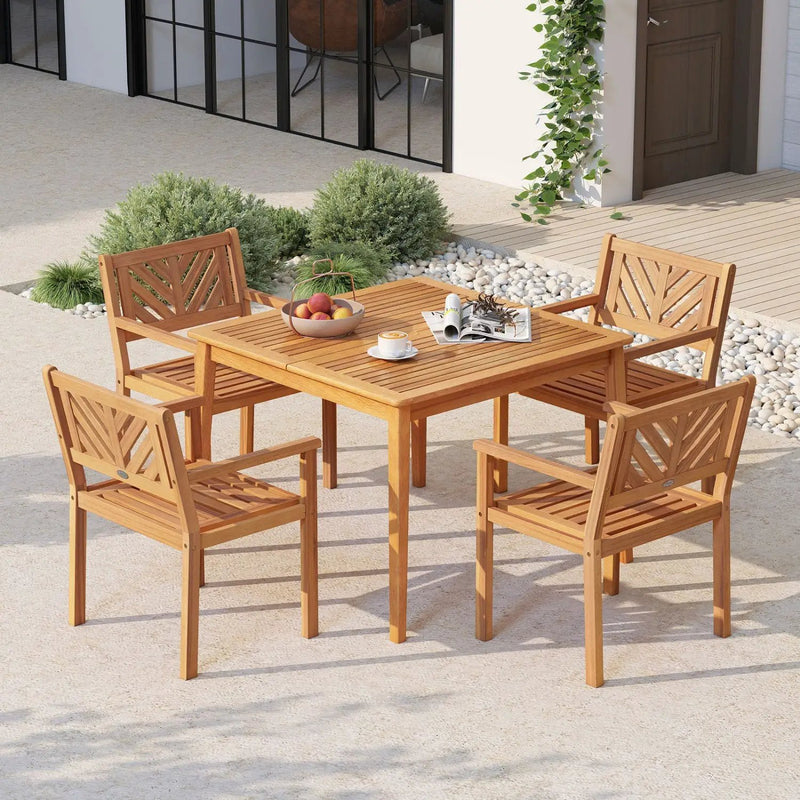 Outdoor Acacia Wood Patio Dining Chairs Garden Seating Chairs with 400 lbs Capacity by DirectDeals