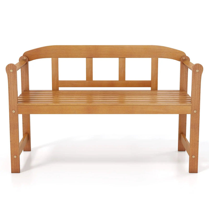 2-Seater Acacia Wood Garden Bench with Backrest & Armrests by DirectDeals
