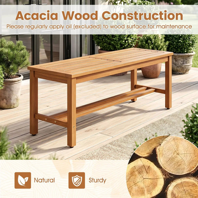 Acacia Wood Patio Bench for 2 with Slatted Seat by DirectDeals