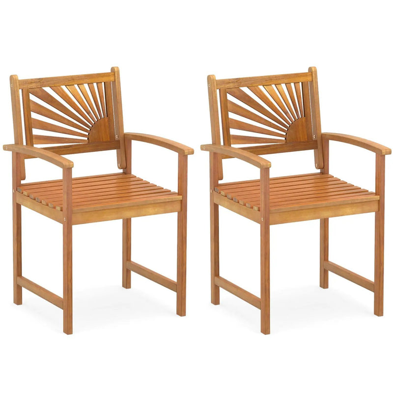 Acacia Wood Patio Dining Chairs - Set of 2 by DirectDeals