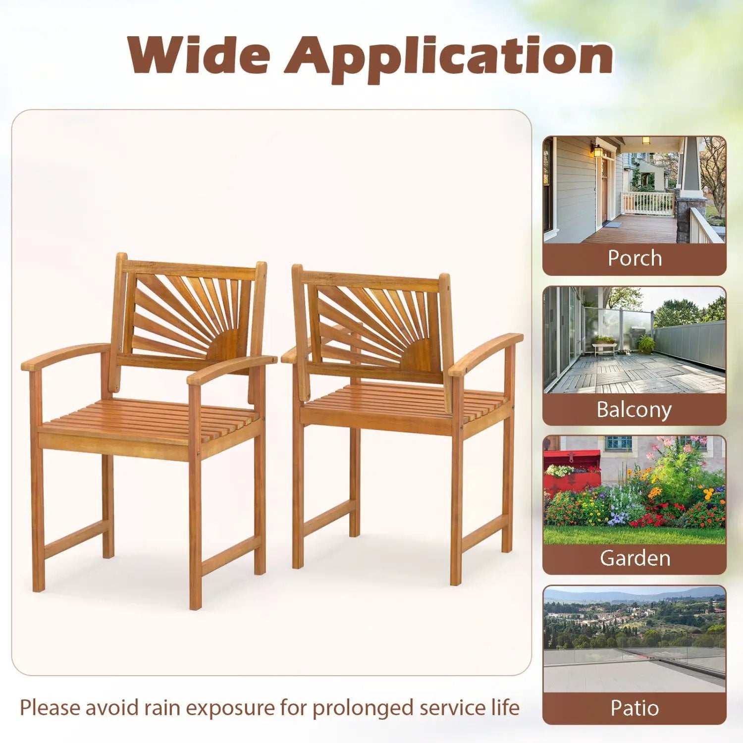 Acacia Wood Patio Dining Chairs - Set of 2 by DirectDeals
