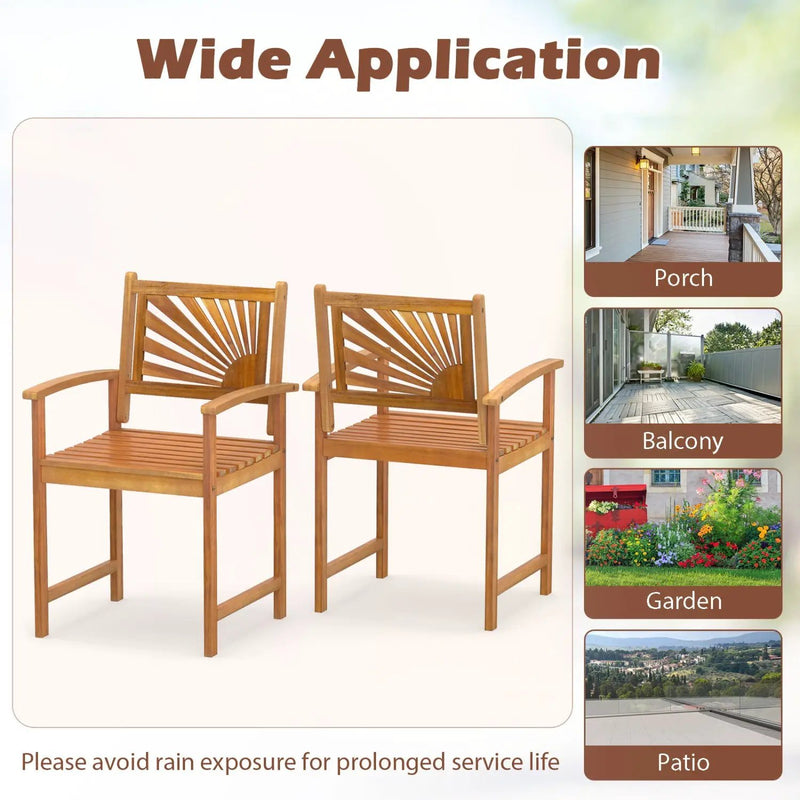 Acacia Wood Patio Dining Chairs - Set of 2 by DirectDeals