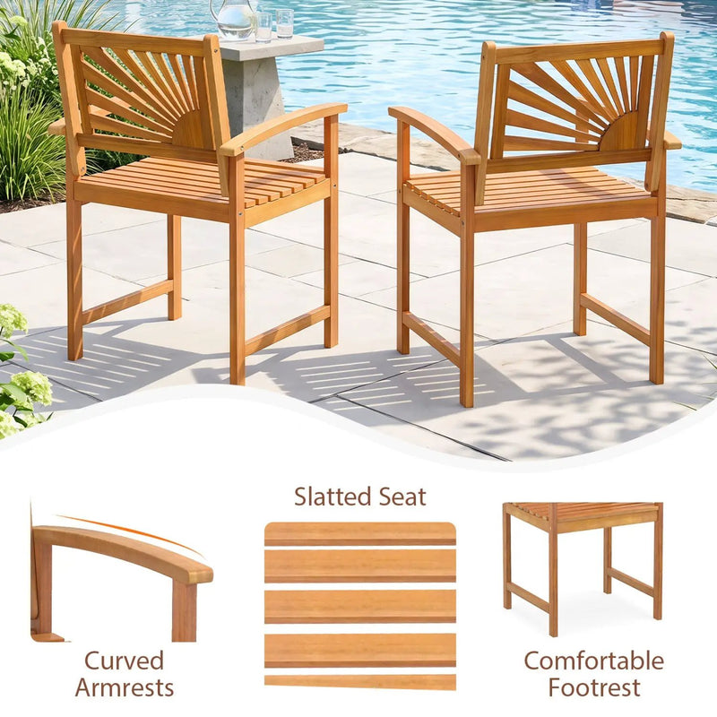 Acacia Wood Patio Dining Chairs - Set of 2 by DirectDeals