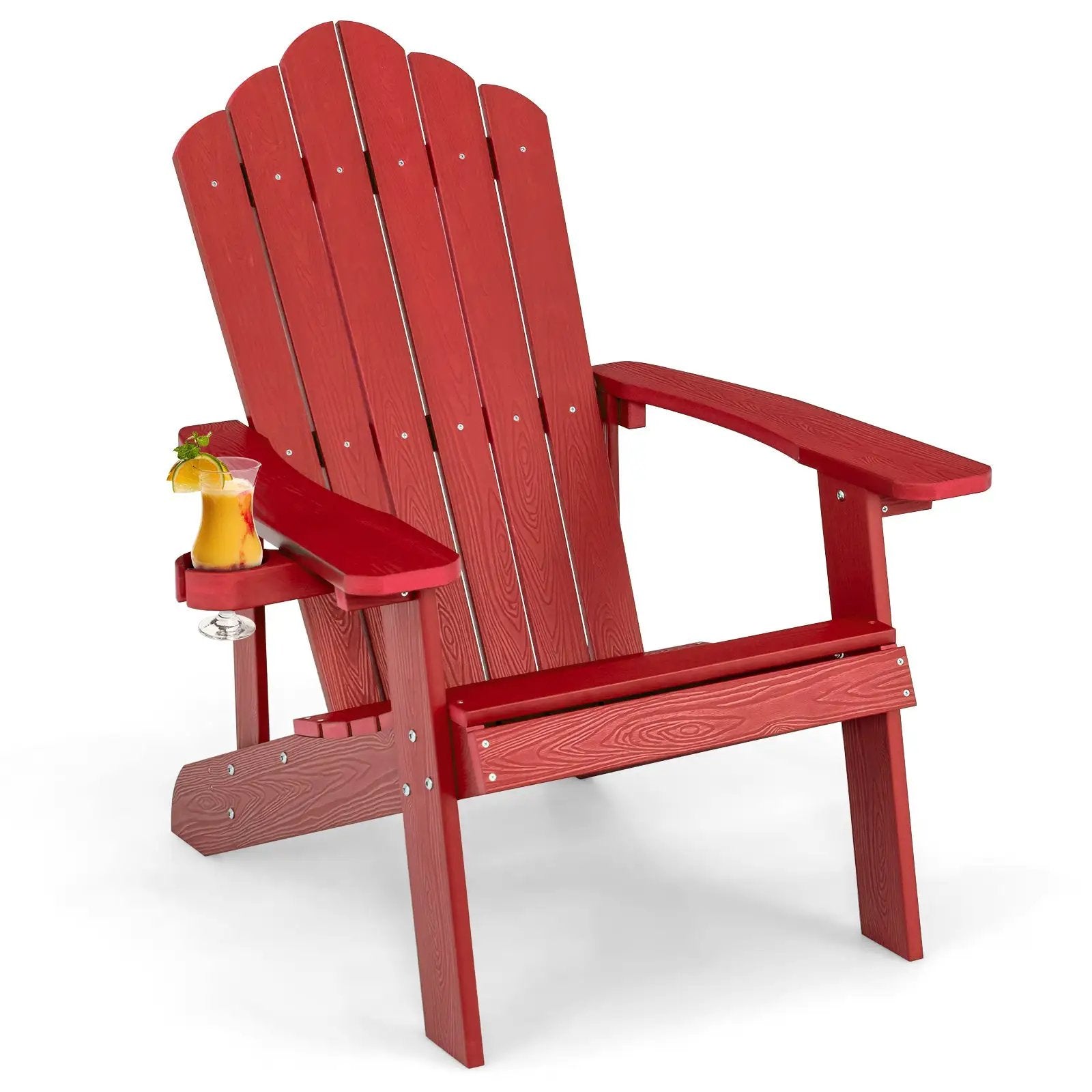 Weather Resistant HIPS Outdoor Adirondack Chair with Cup Holder by DirectDeals