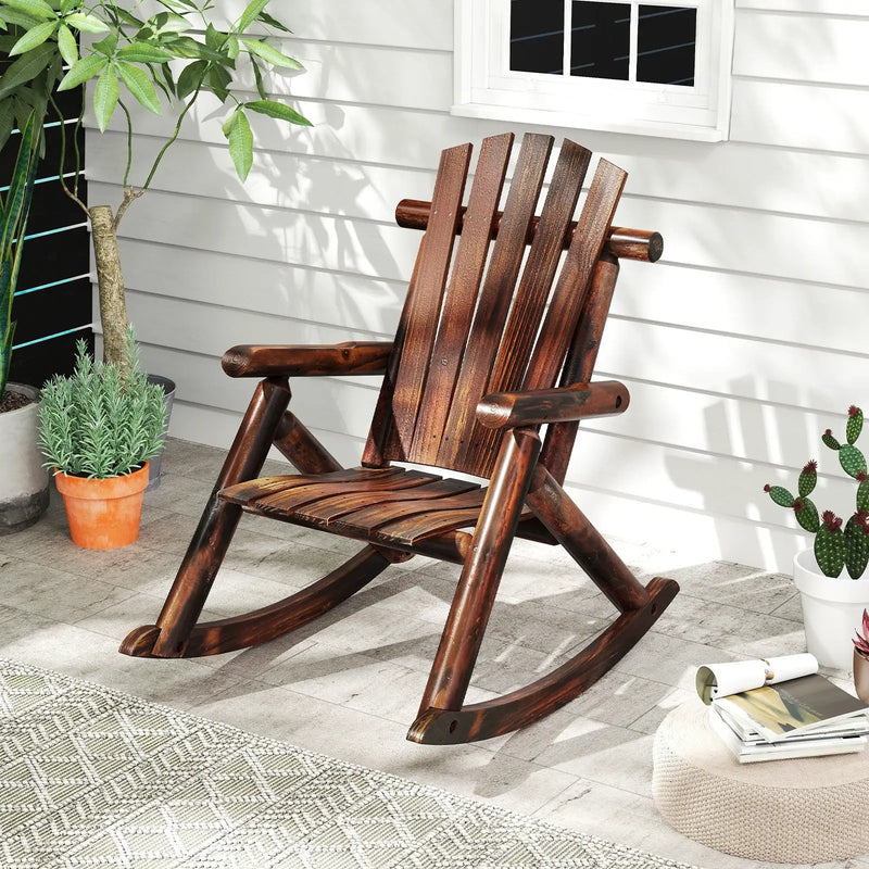 Wood Single Porch Rocker Lounge Patio Rocking Chair by DirectDeals