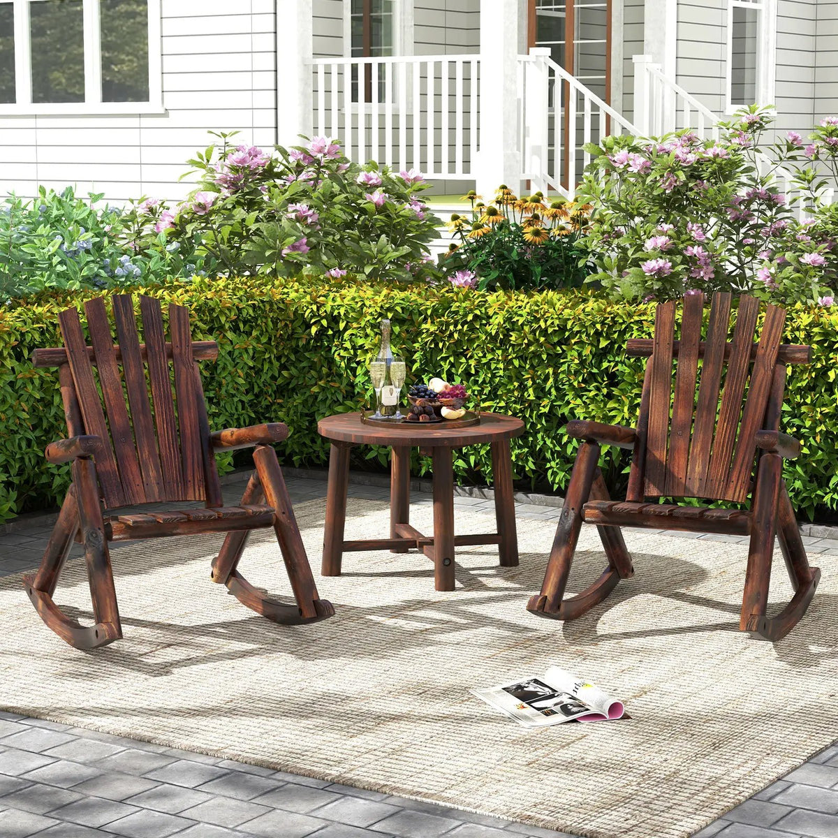 Wood Single Porch Rocker Lounge Patio Rocking Chair by DirectDeals