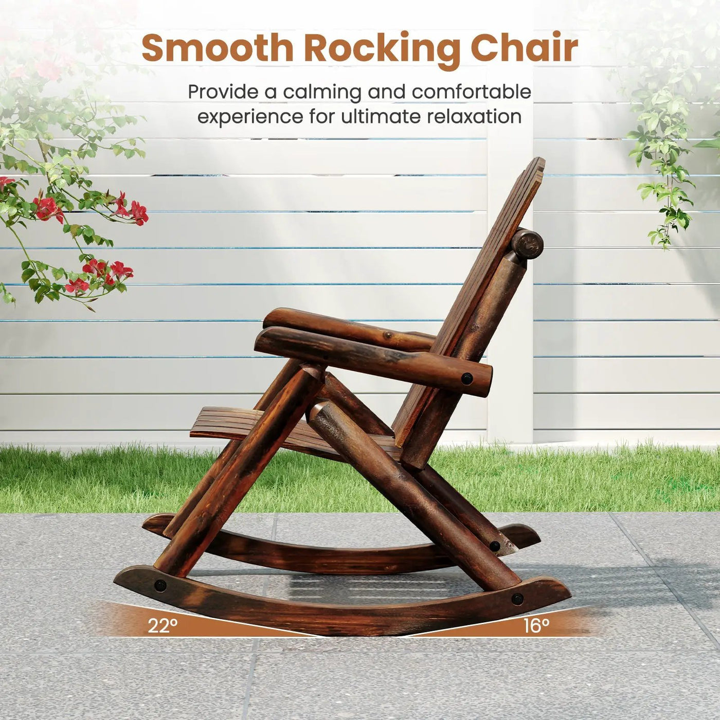 Wood Single Porch Rocker Lounge Patio Rocking Chair by DirectDeals