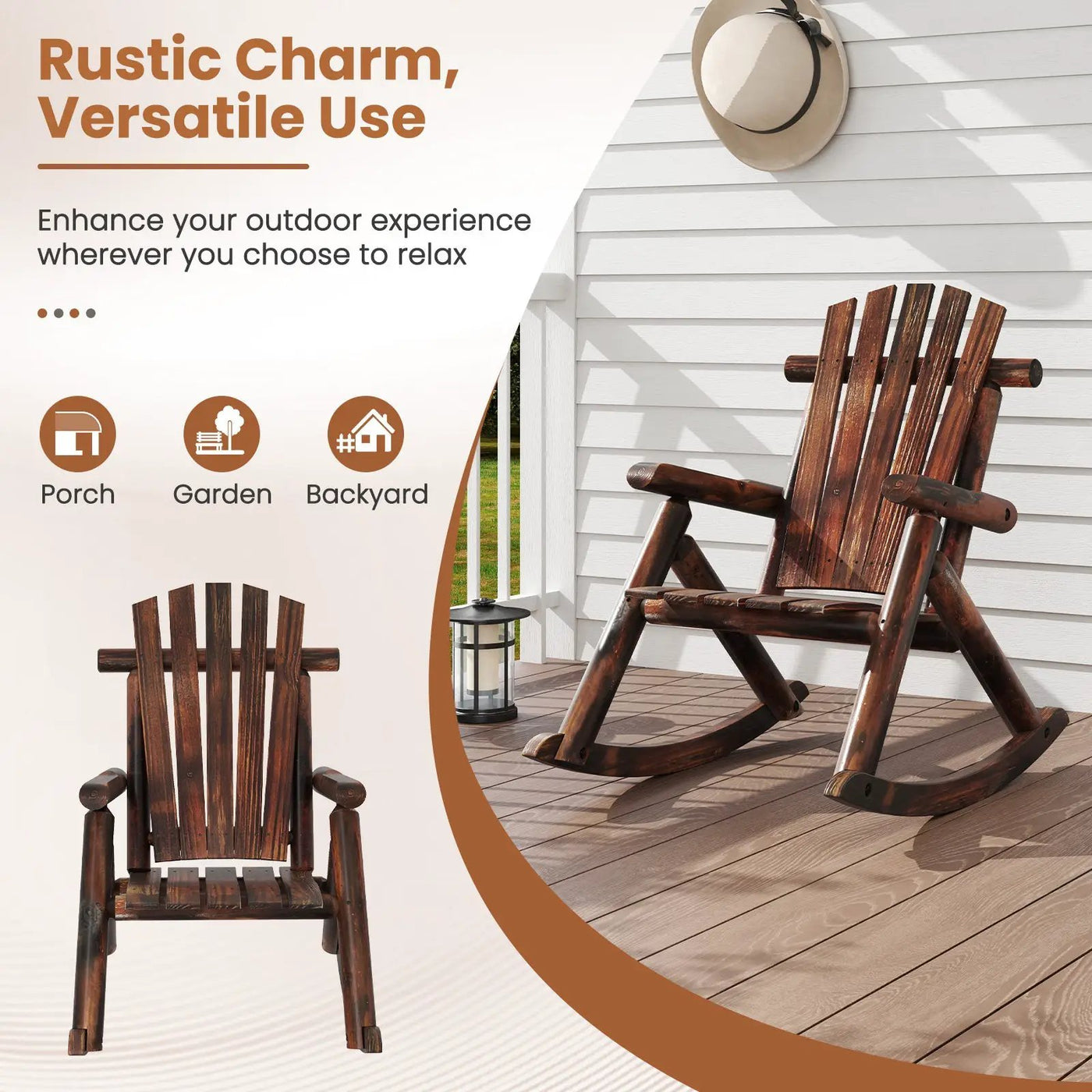 Wood Single Porch Rocker Lounge Patio Rocking Chair by DirectDeals