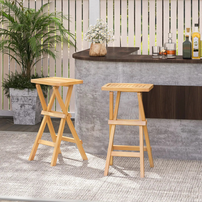 Set of 2 No Assembly Outdoor Bar Stools with Countered Seat by DirectDeals