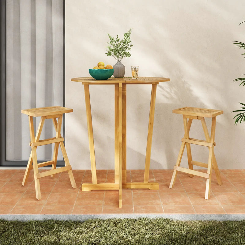 Set of 2 No Assembly Outdoor Bar Stools with Countered Seat by DirectDeals