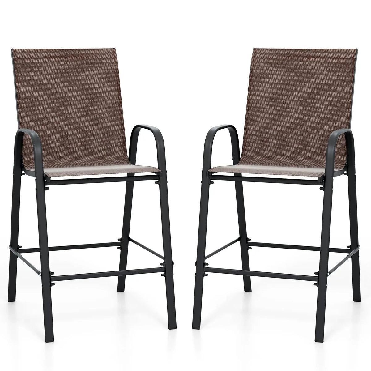 Outdoor Bar Stools Set of 2 29 Inch Fabric Bar Height Stools with Armrests by DirectDeals