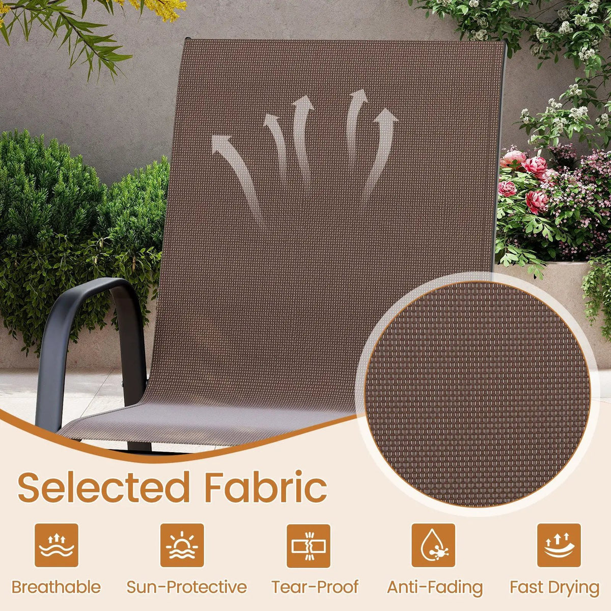 Outdoor Bar Stools Set of 2 29 Inch Fabric Bar Height Stools with Armrests by DirectDeals