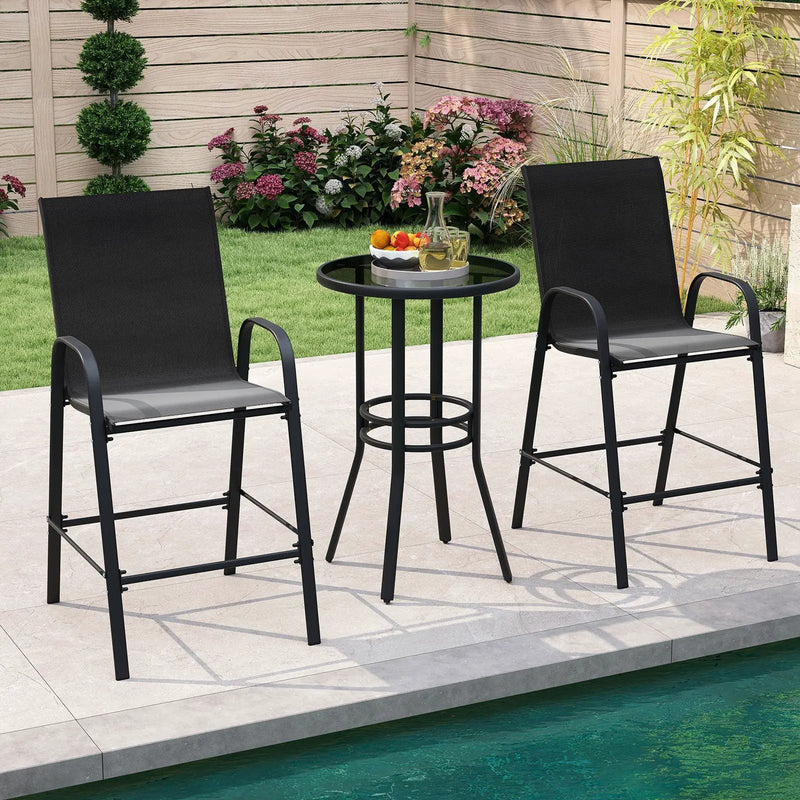 Outdoor Bar Stools Set of 2 29 Inch Fabric Bar Height Stools with Armrests by DirectDeals