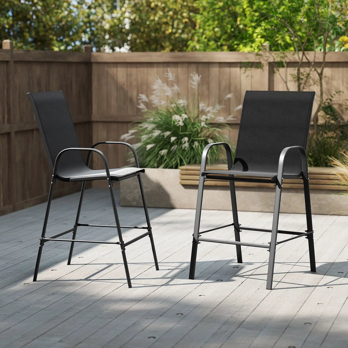 Outdoor Bar Stools Set of 2 29 Inch Fabric Bar Height Stools with Armrests by DirectDeals