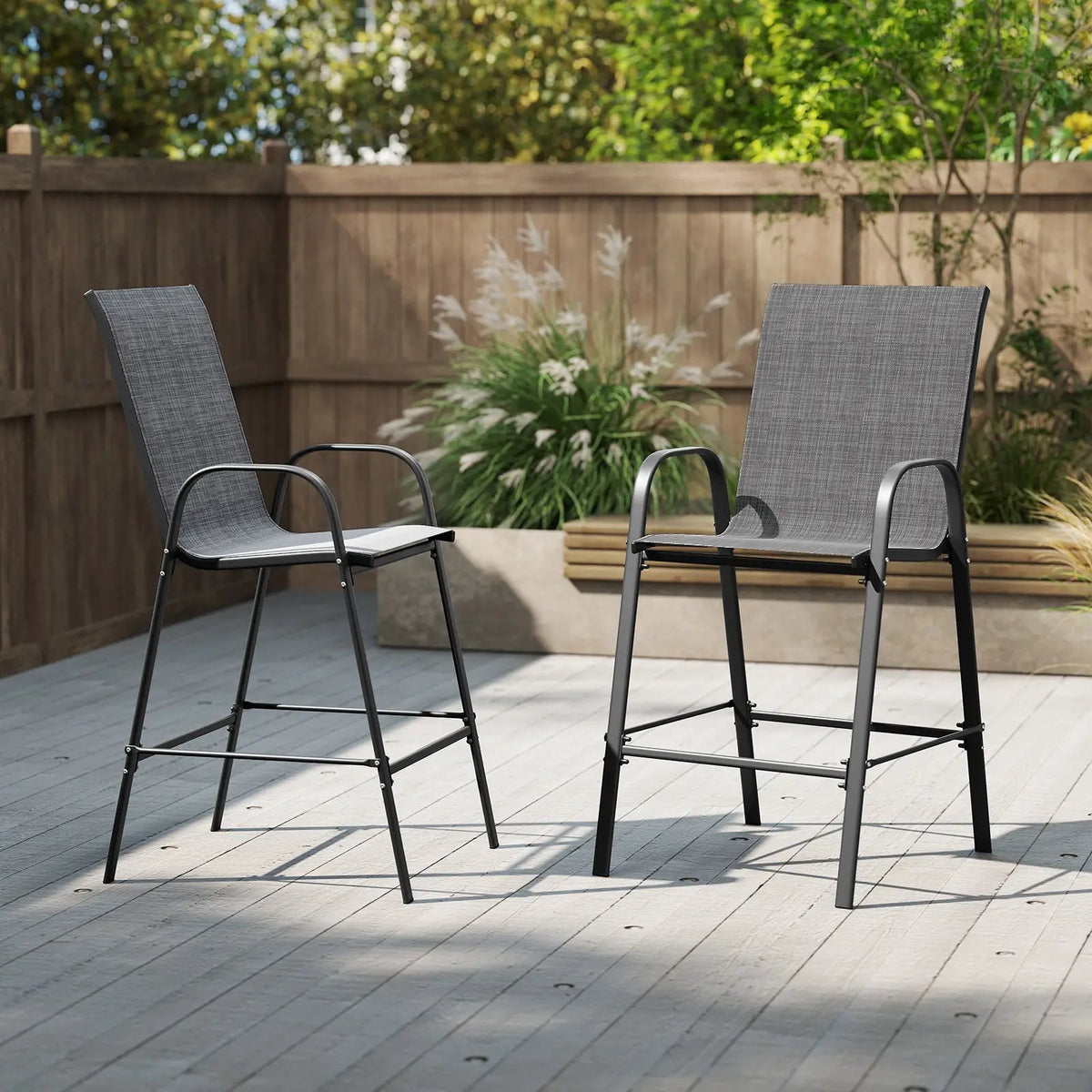 Outdoor Bar Stools Set of 2 29 Inch Fabric Bar Height Stools with Armrests by DirectDeals