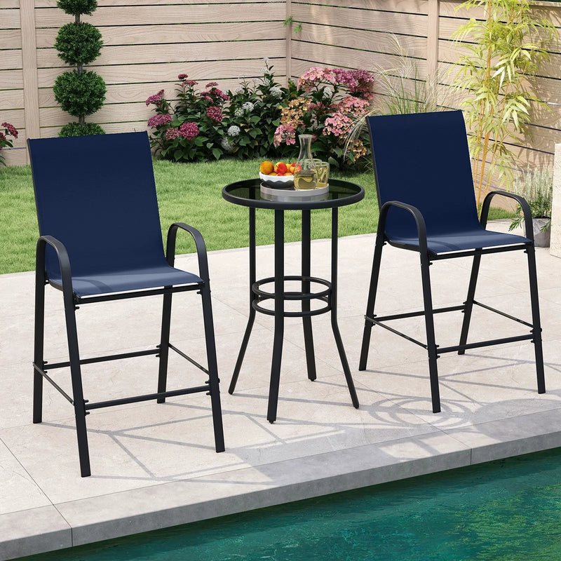 Outdoor Bar Stools Set of 2 29 Inch Fabric Bar Height Stools with Armrests by DirectDeals