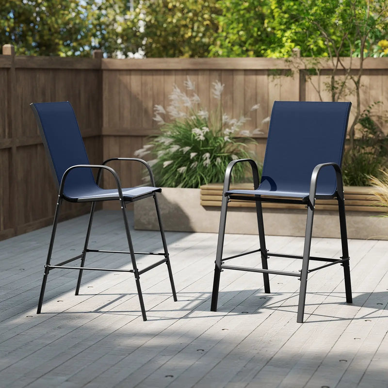 Outdoor Bar Stools Set of 2 29 Inch Fabric Bar Height Stools with Armrests by DirectDeals