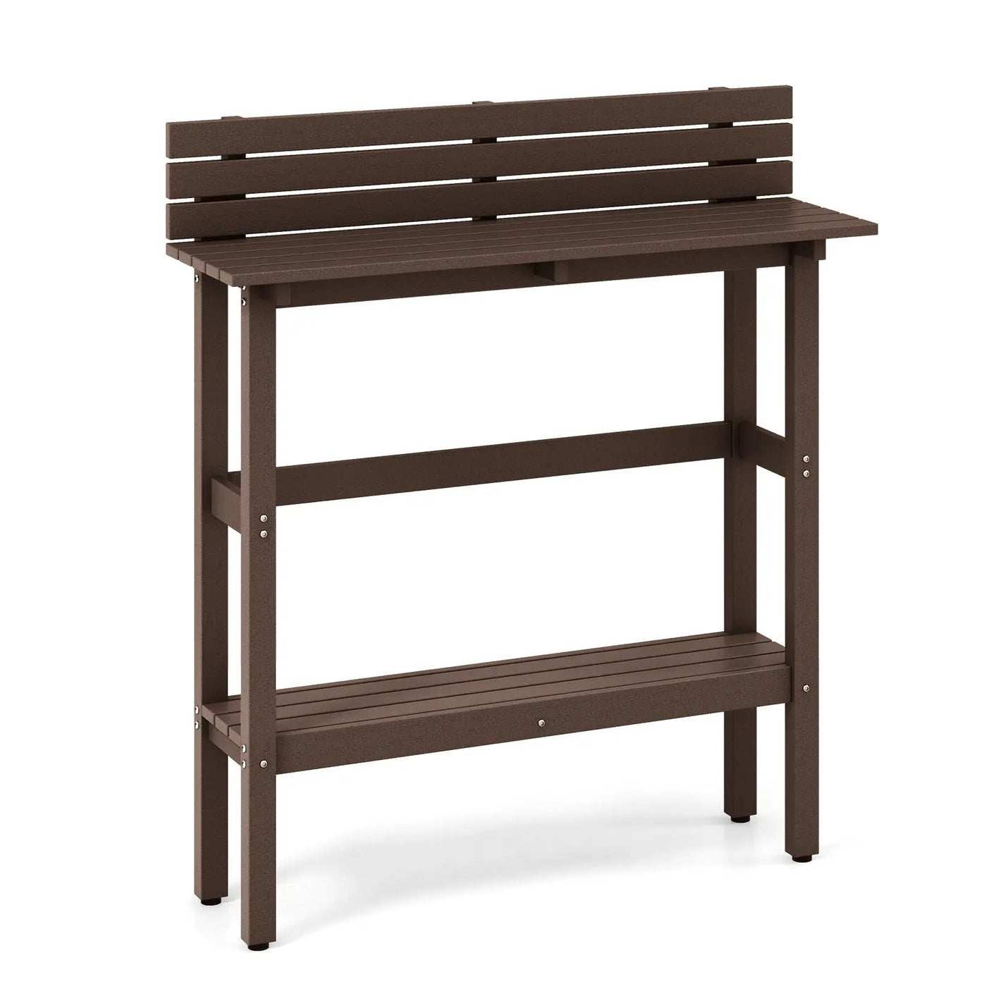 48 Inch Patio Pub Height Table with Storage Shelf and Adjustable Foot Pads by DirectDeals