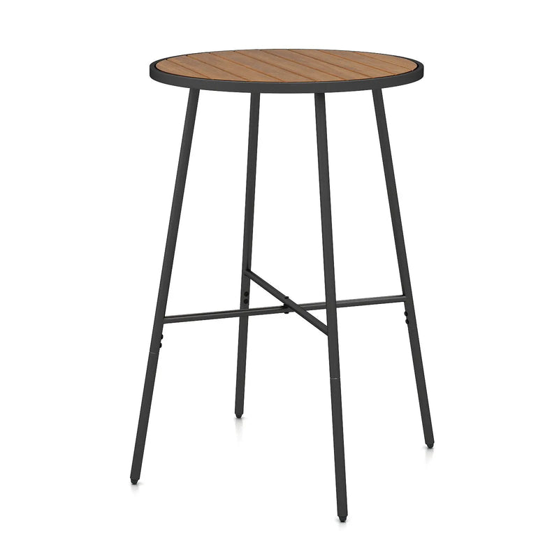 Outdoor Bar Table 41 inch Bar Height Patio Round Table with Acacia Wood Top and Metal Frame by DirectDeals
