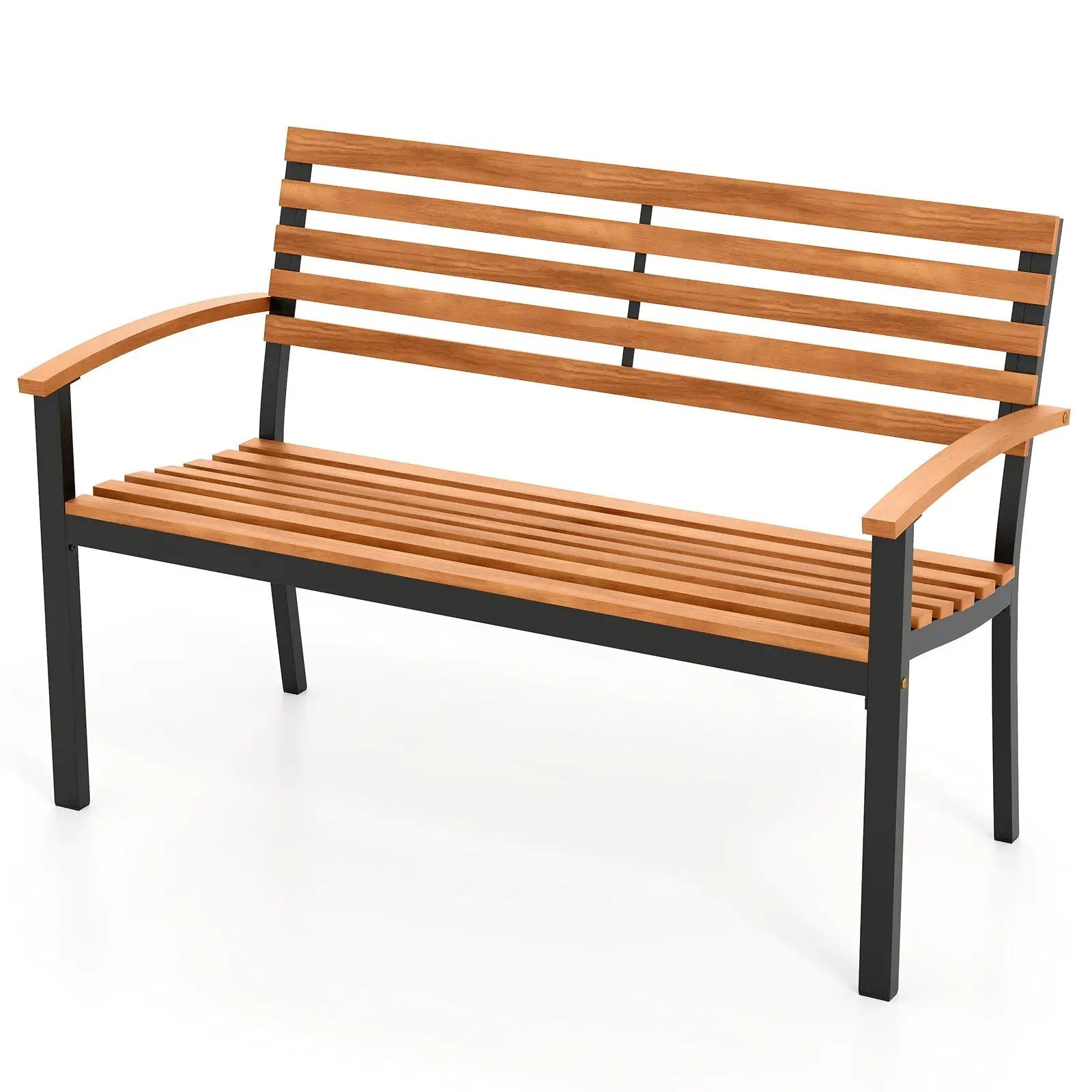 Outdoor Bench Acacia Wood Patio Loveseat with Backrest Armrests by DirectDeals