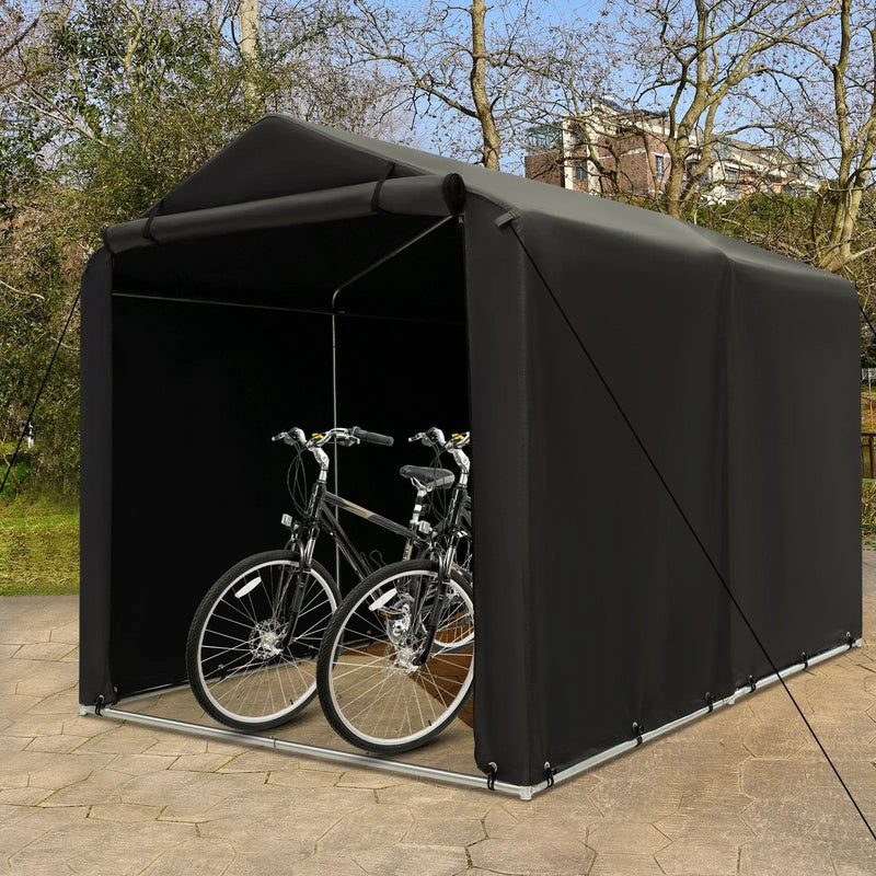 7 x 5.2FT Storage Shelter Outdoor Bike Tent with Waterproof Cover and Zipper Door-Gray by DirectDeals