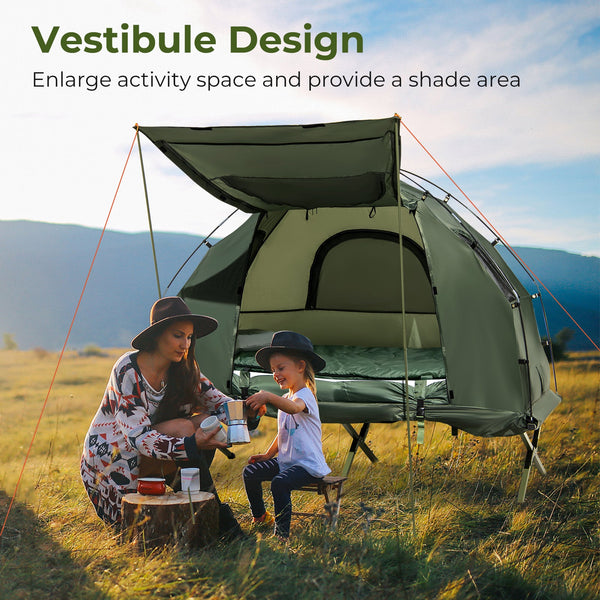 1-Person Folding Camping Tent with Sunshade and Air Mattress, photo 2 of 8
