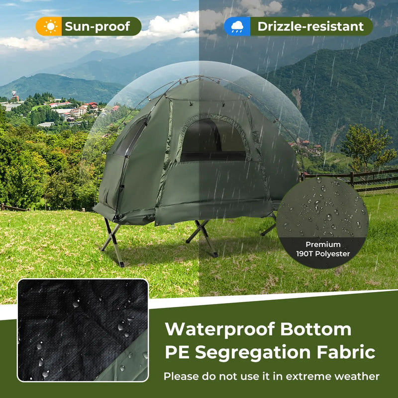 1-Person Folding Camping Tent with Sunshade and Air Mattress by DirectDeals