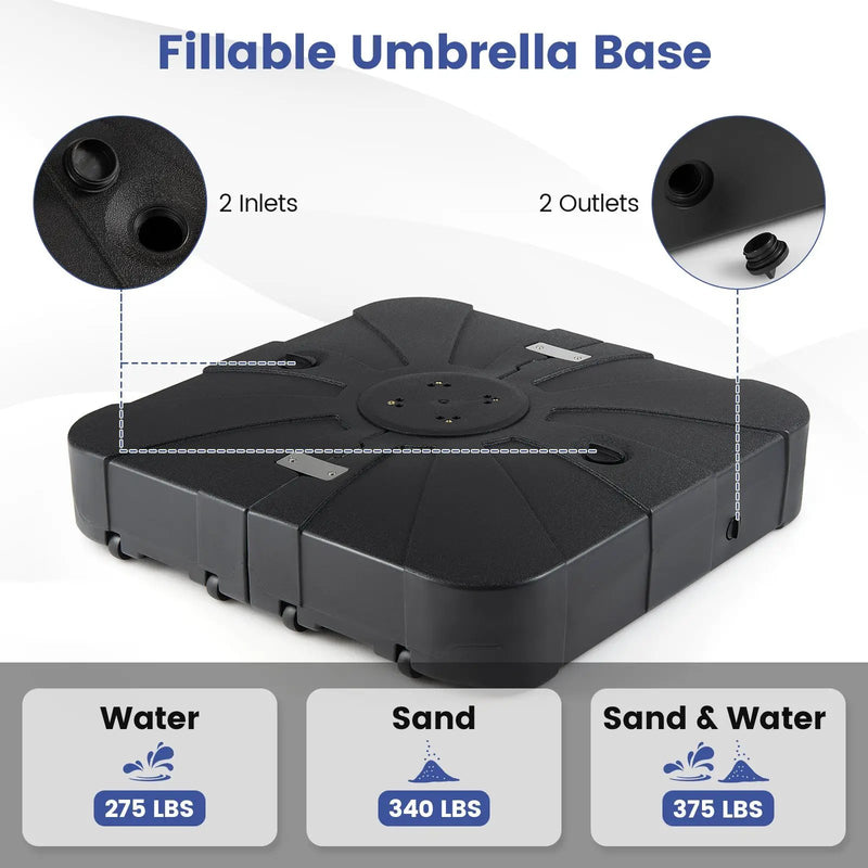 Outdoor Cantilever Umbrella Base Square Water and Sand Fillable Base by DirectDeals