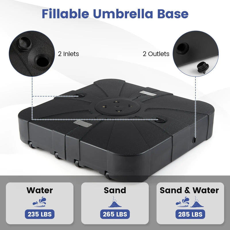 Outdoor Cantilever Umbrella Base Square Water and Sand Fillable Base by DirectDeals