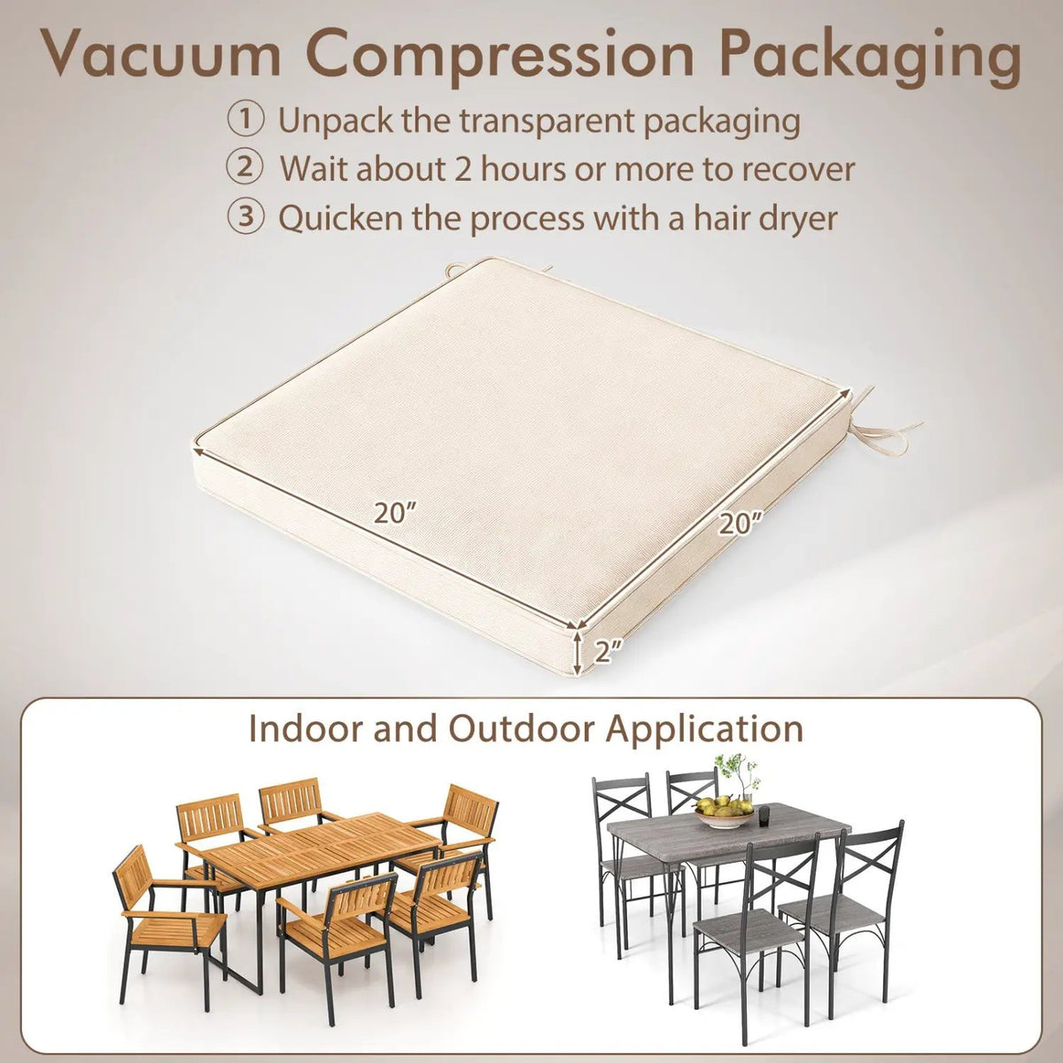 Outdoor Chair Cushions Set of 4 - Waterproof Olefin 20x20 by DirectDeals