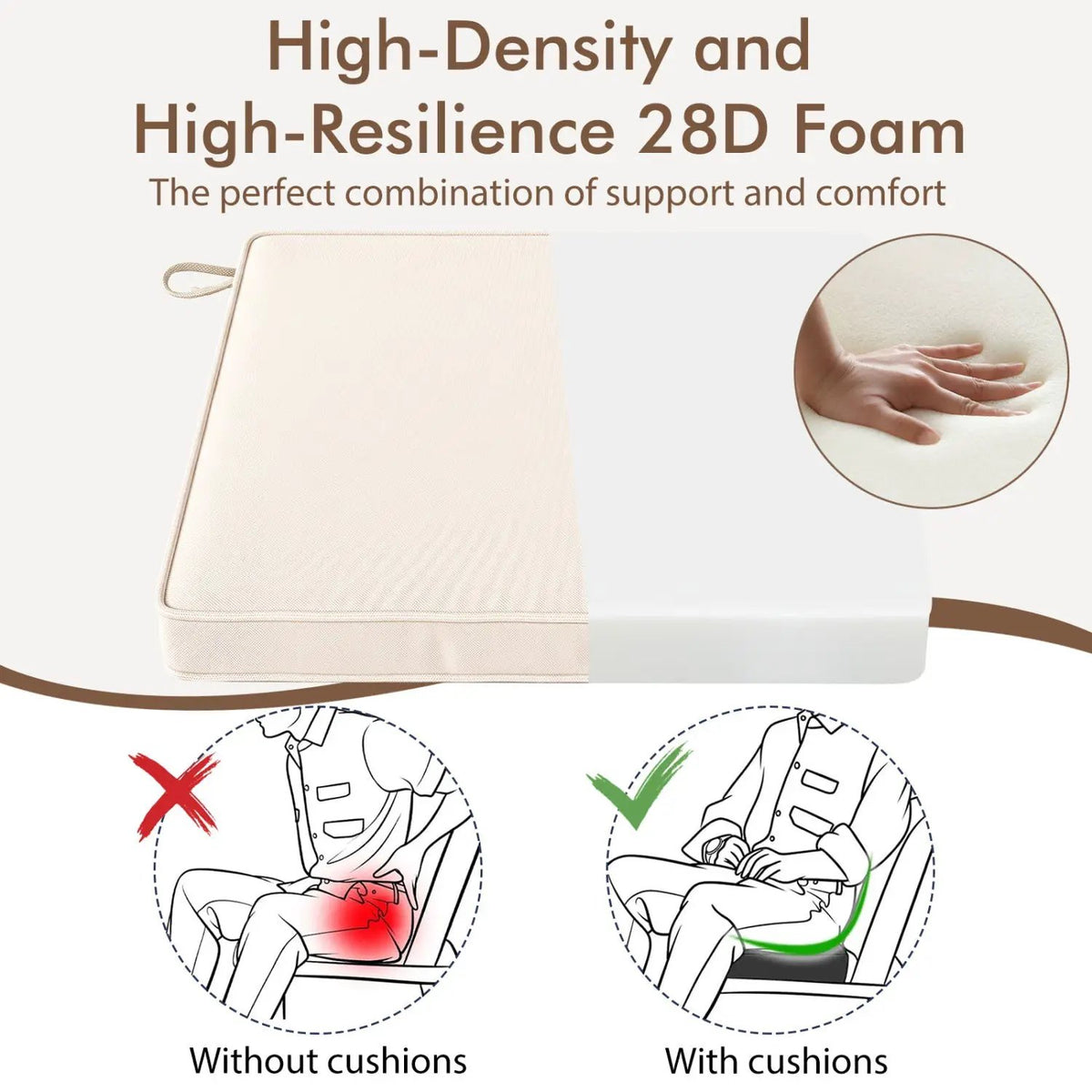 Outdoor Chair Cushions Set of 4 - Waterproof Olefin 20x20 by DirectDeals