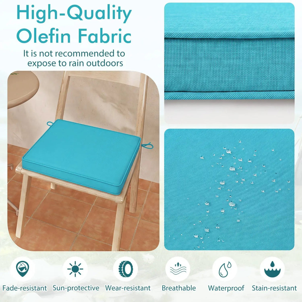 Outdoor Chair Cushions Set of 4 - Waterproof Olefin 20x20 by DirectDeals