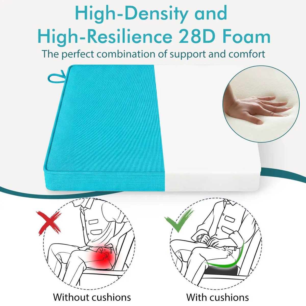 Outdoor Chair Cushions Set of 4 - Waterproof Olefin 20x20 by DirectDeals
