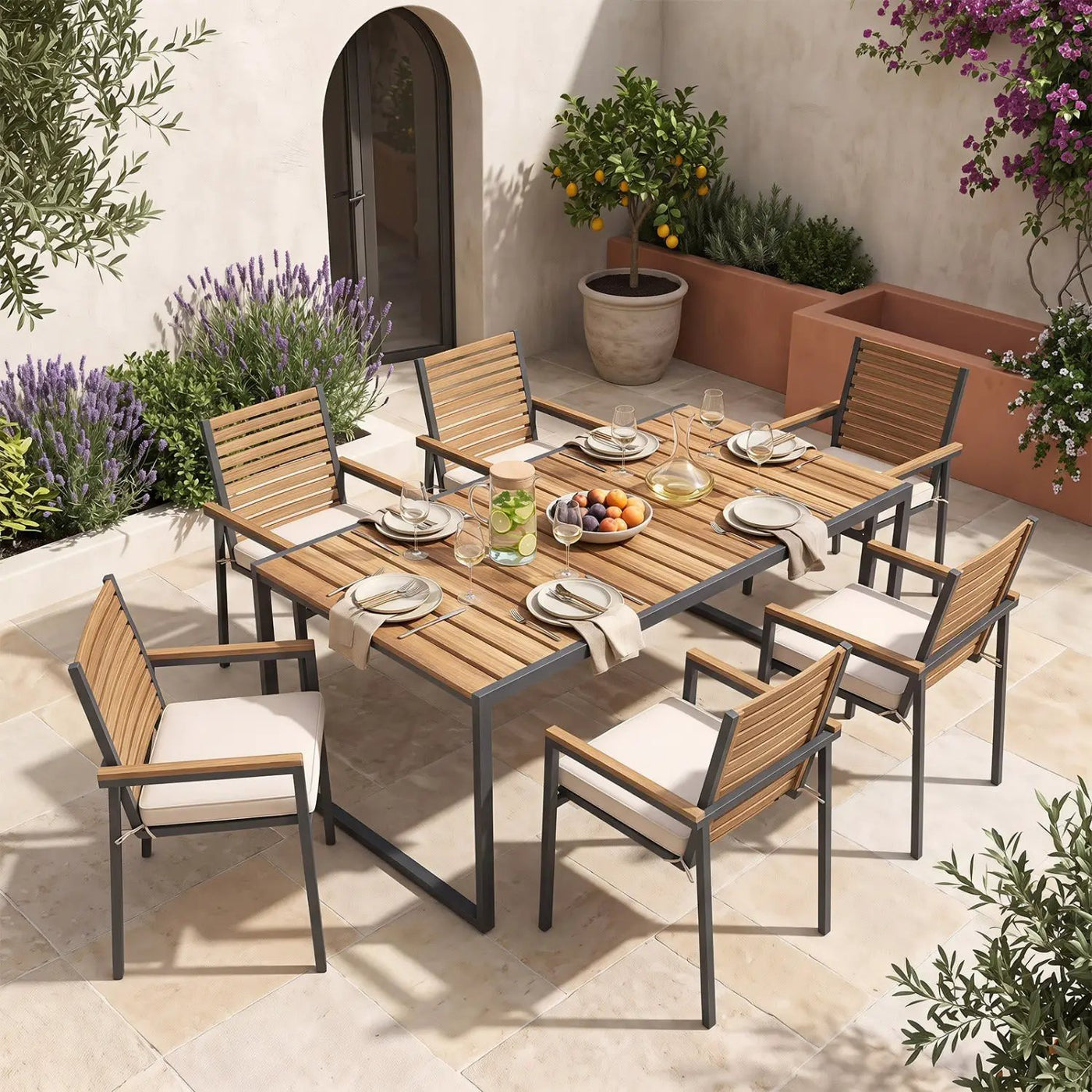 Outdoor Chair Cushions Set of 6 Waterproof Olefin 20x20 Inch by DirectDeals