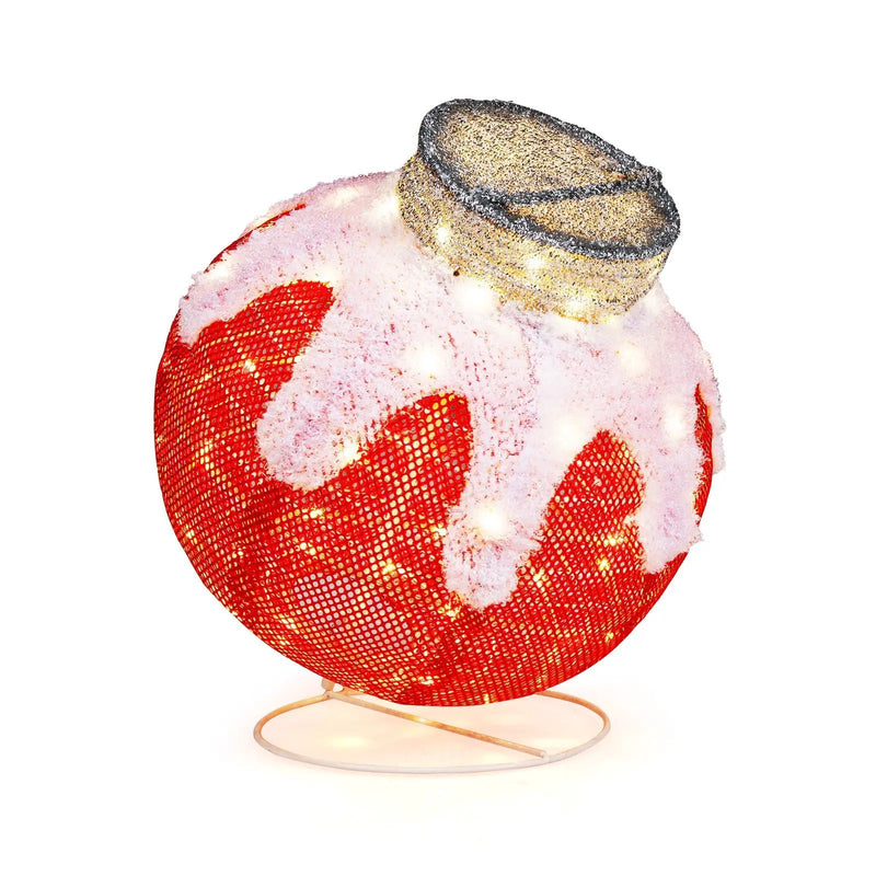 Outdoor Christmas Lantern Pop-Up Lighted Festive Ball with 80 LED Lights and Support Base by DirectDeals