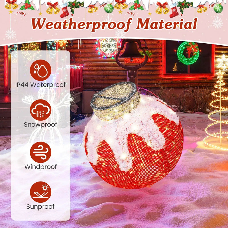 Outdoor Christmas Lantern Pop-Up Lighted Festive Ball with 80 LED Lights and Support Base by DirectDeals
