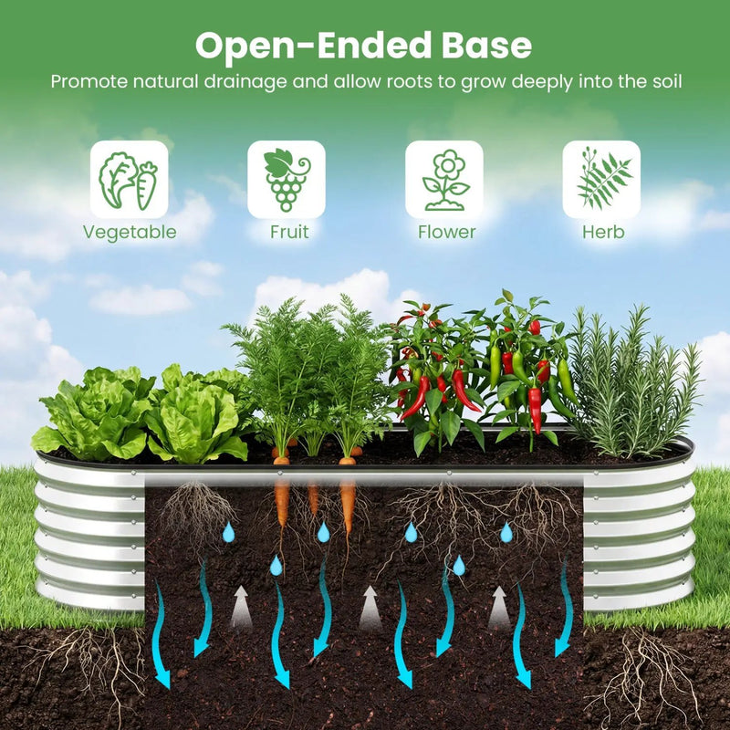 Outdoor Color Steel Raised Garden Bed with Greenhouse Cover Roll-up Window by DirectDeals