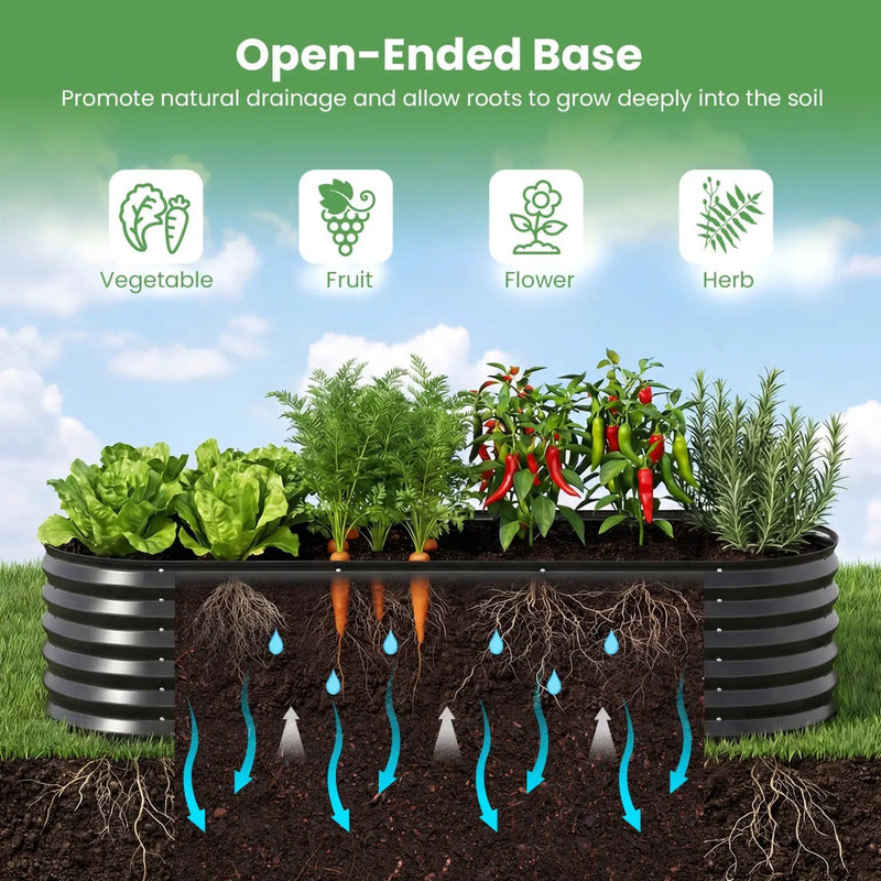 Outdoor Color Steel Raised Garden Bed with Greenhouse Cover Roll-up Window by DirectDeals