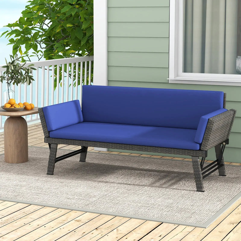 Outdoor Convertible Sofa Daybed with Adjustable Armrests for Balcony by DirectDeals