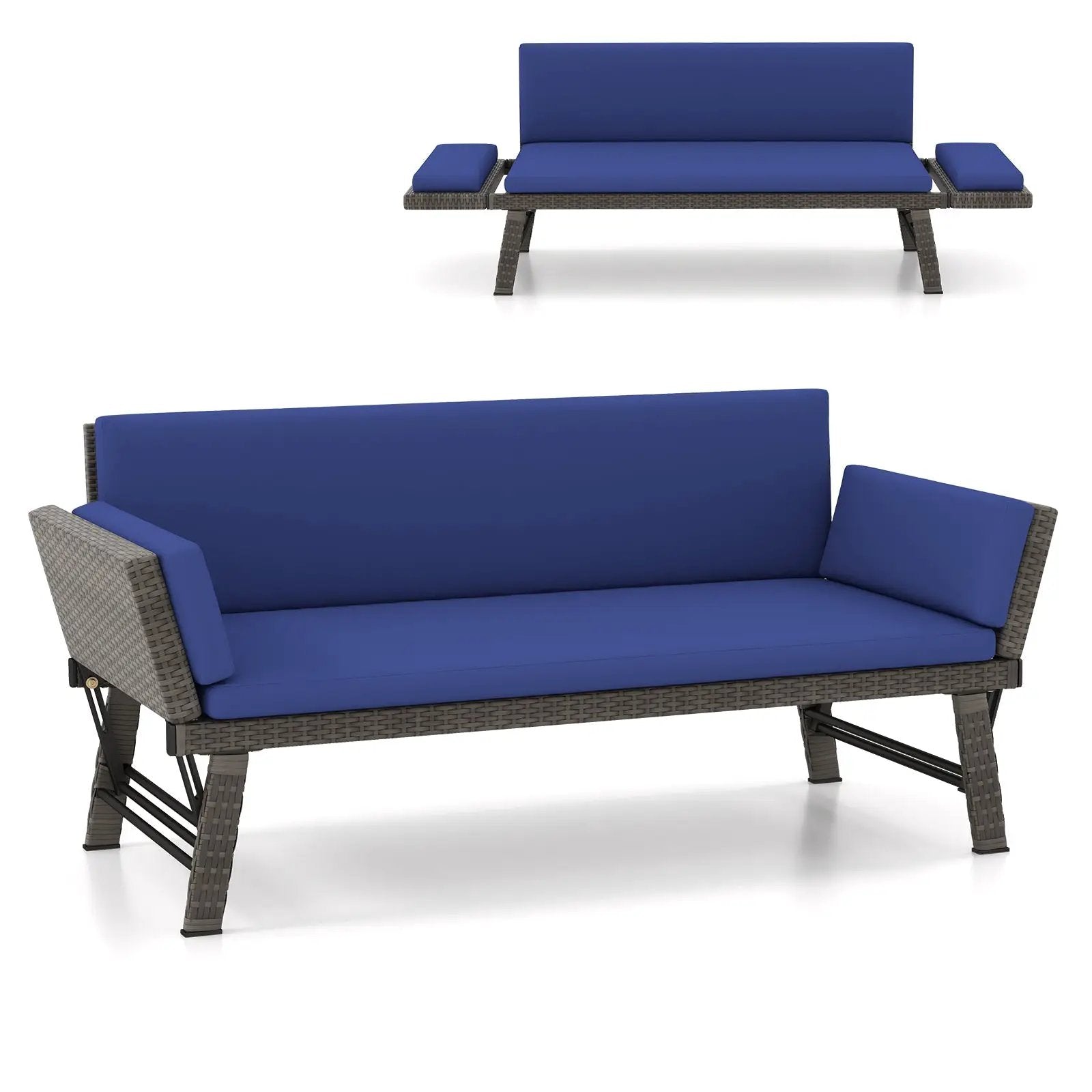 Outdoor Convertible Sofa Daybed with Adjustable Armrests for Balcony by DirectDeals