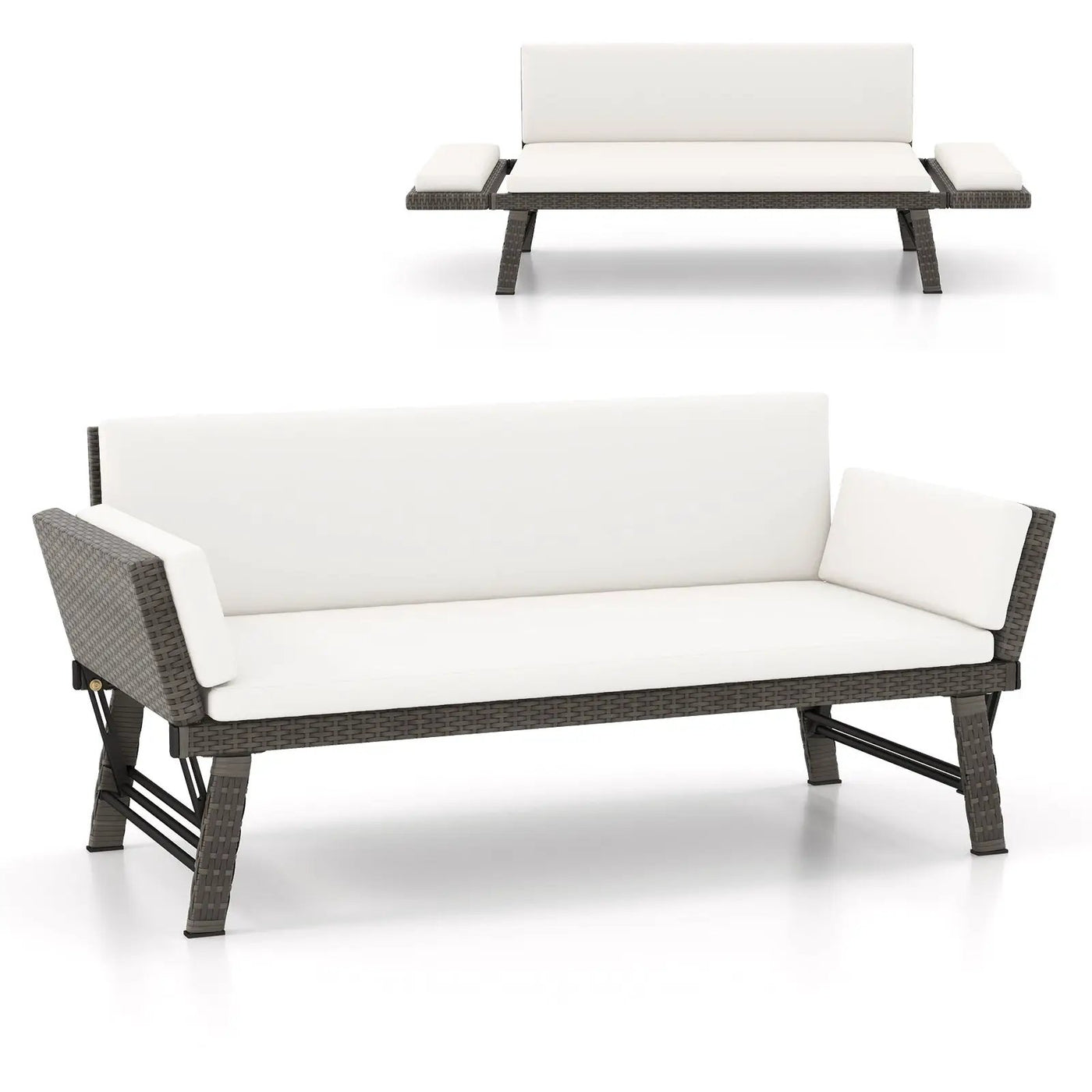 Outdoor Convertible Sofa Daybed with Adjustable Armrests for Balcony by DirectDeals
