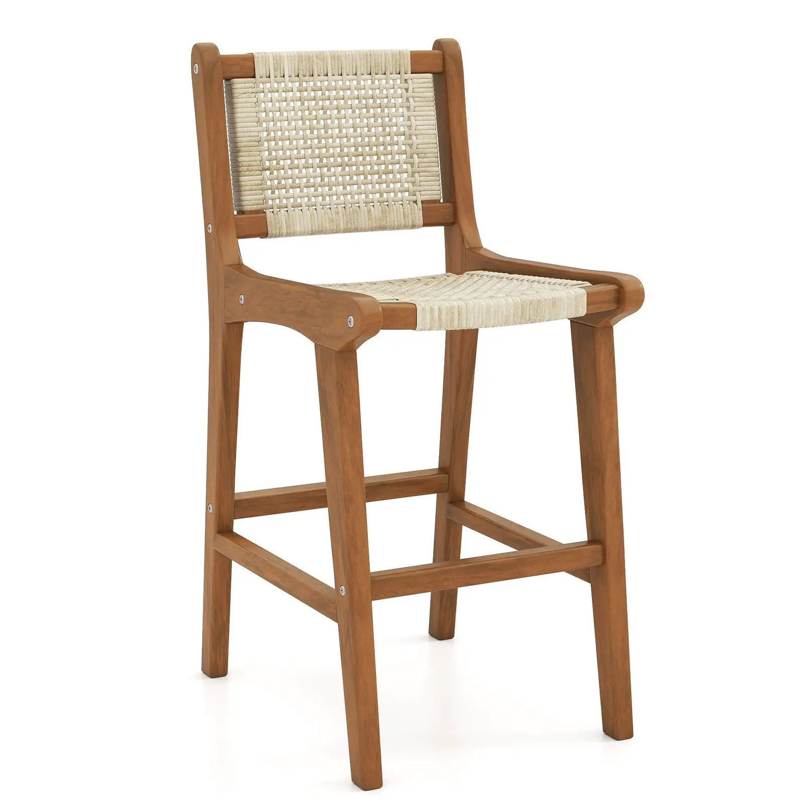 Outdoor Counter Height Bar Stool with Teak Wood Frame by DirectDeals