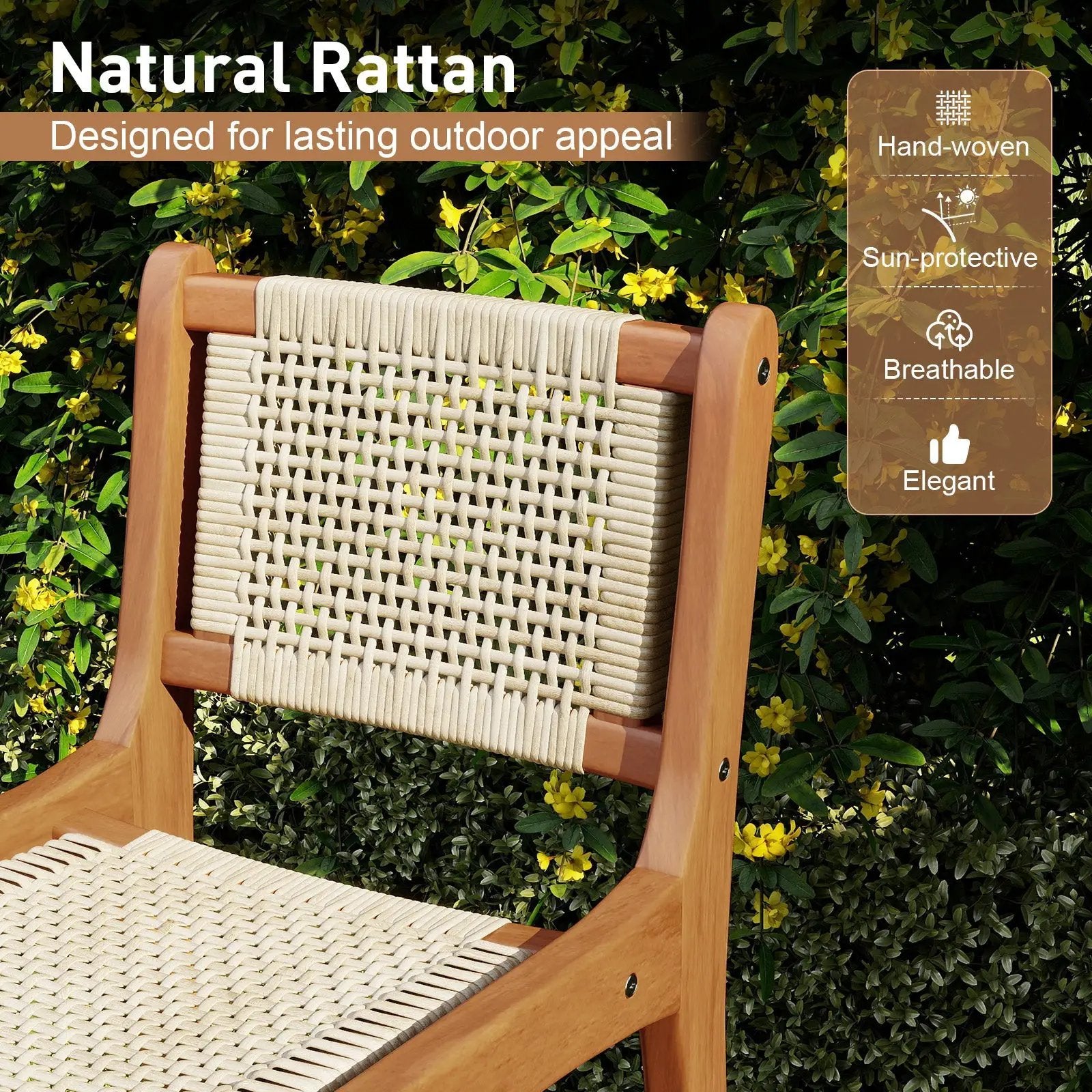 Outdoor Counter Height Bar Stool with Teak Wood Frame by DirectDeals